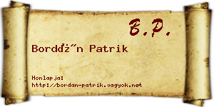 Bordán Patrik névjegykártya